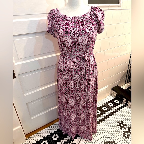 Loft tiled on&off the shoulder maxi dress - Picture 1 of 11